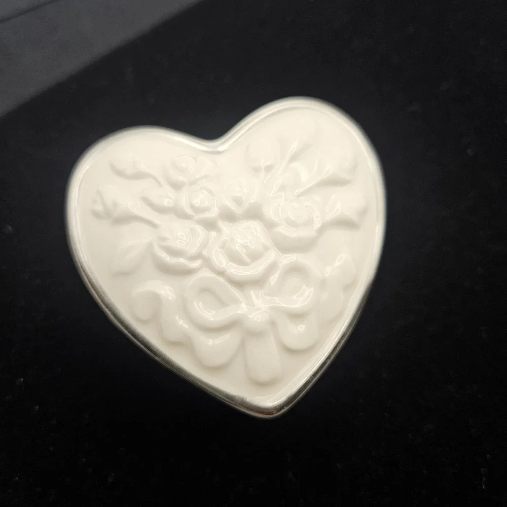 Lenox Heart Shaped Trinket Box - Wedding Promises Collection Trimmed With White